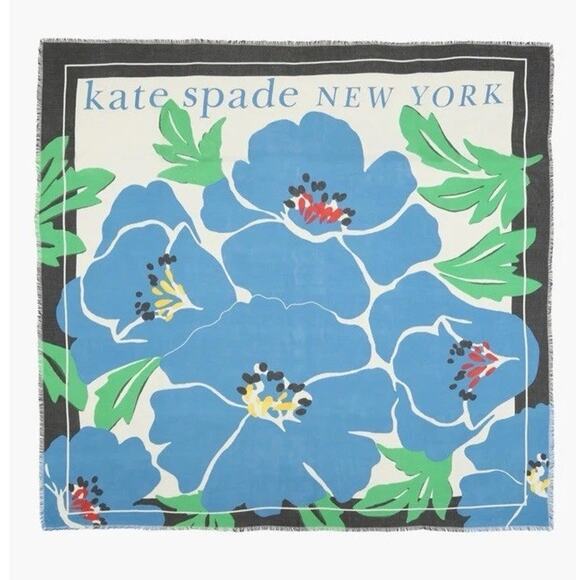 Kate Spade Springtime Bloom Modal Square Scarf 46" x 46"  NWT $98 - Picture 4 of 11